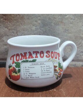 Vintage Ceramic Tomato Soup Recipe Mug Cup Handle